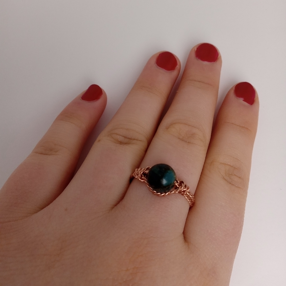 Gemstone Hand Wire Wrapped Ring Size 8.5